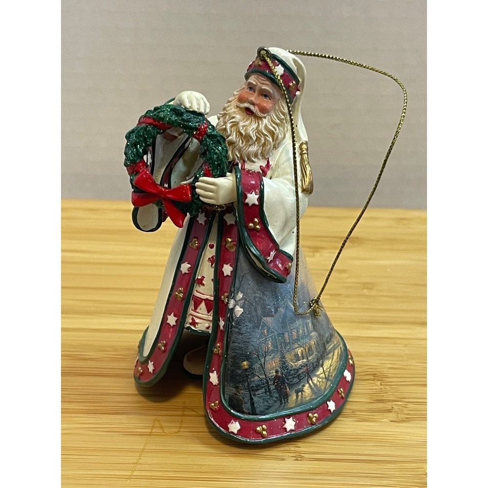 Thomas Kinkade Santas #1 (3) SET OLD WORLD VICTORIAN ORNAMENTS Ashton Drake 2004 - Picture 4 of 10